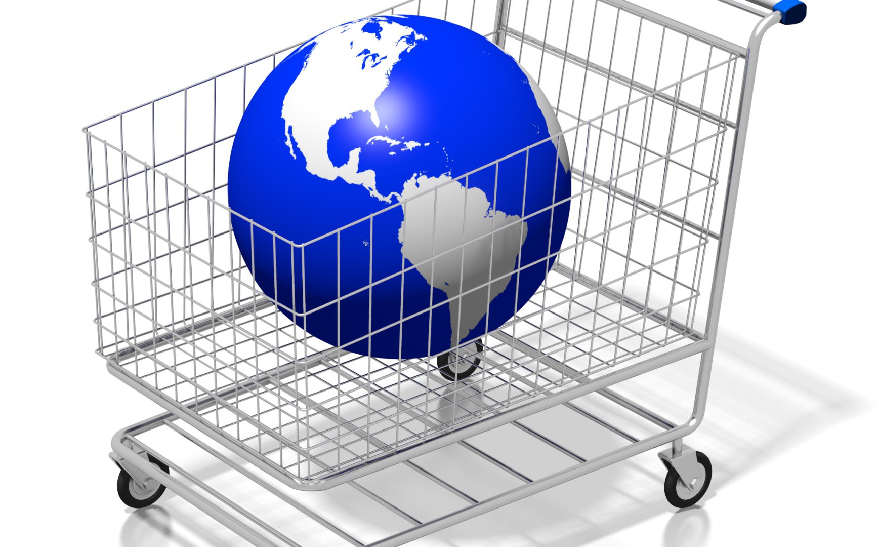 Global shopping concept - 3D cart
