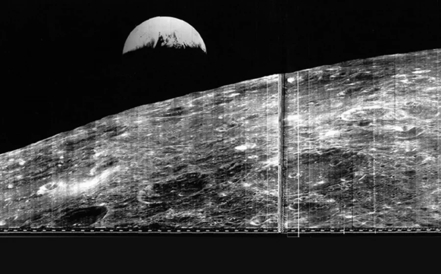 First photo of Earth from the Moon taken by Lunar Orbiter 1 in 1966