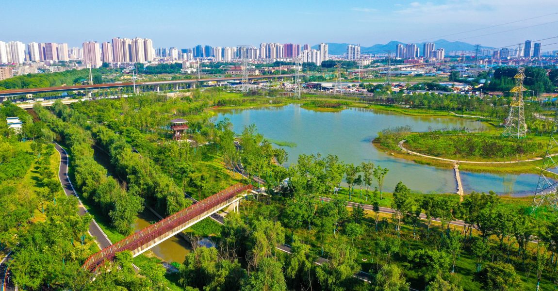 Sponge city using green spaces to capture rainwater and reduce flooding