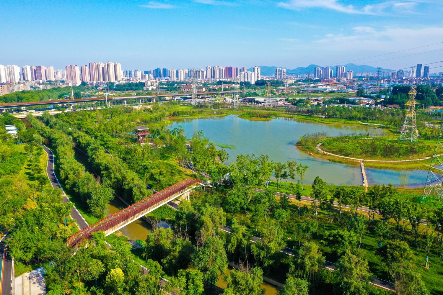 Sponge city using green spaces to capture rainwater and reduce flooding